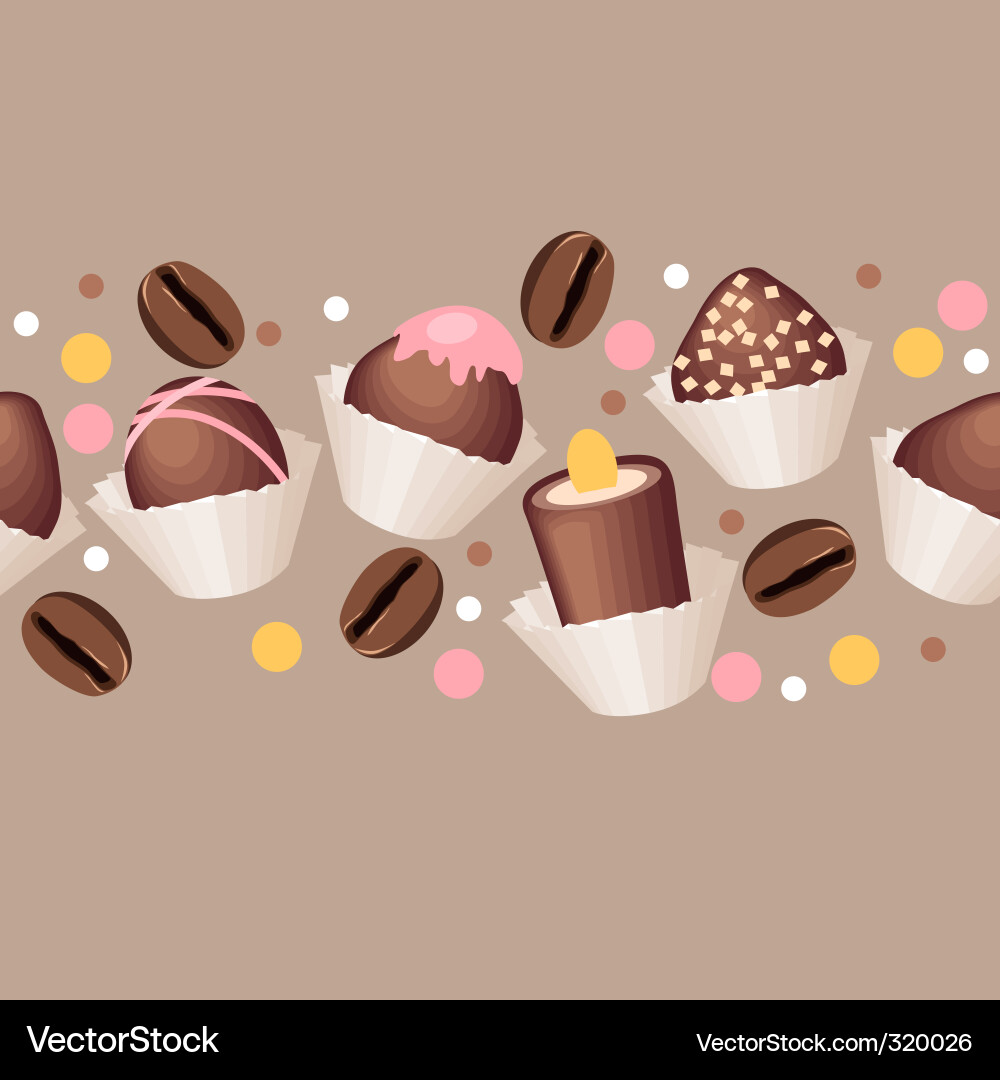 Seamless pattern with chocolate sweets vector image