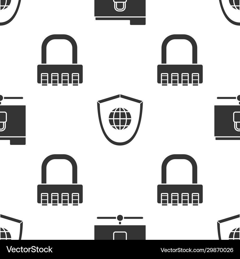 Set ftp folder and lock shield with world globe Set ftp folder and lock shield with world globe vector image