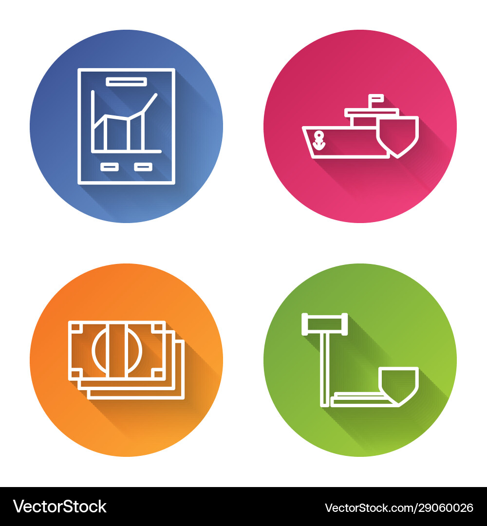 Set line document with graph chart ship Set line document with graph chart ship vector image