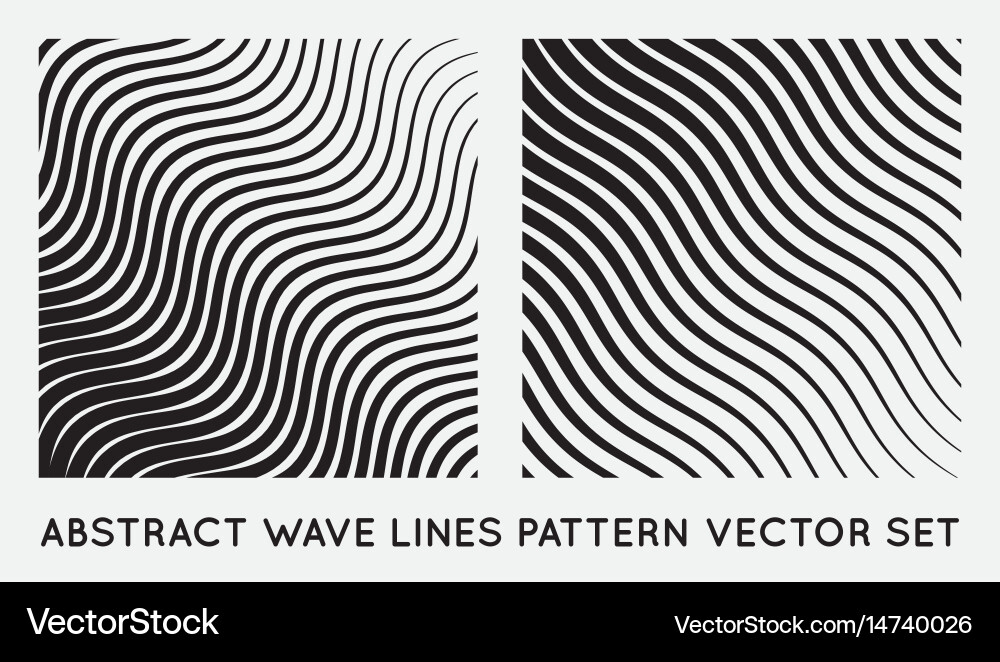 Set wave oblique smooth lines pattern vector image