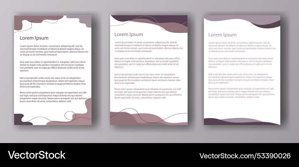 Three different document templates featuring wave Three different document templates featuring wave vector image