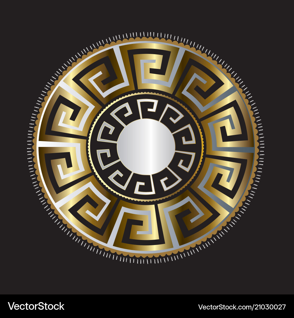 Ancient round decorative ornament gold vector image