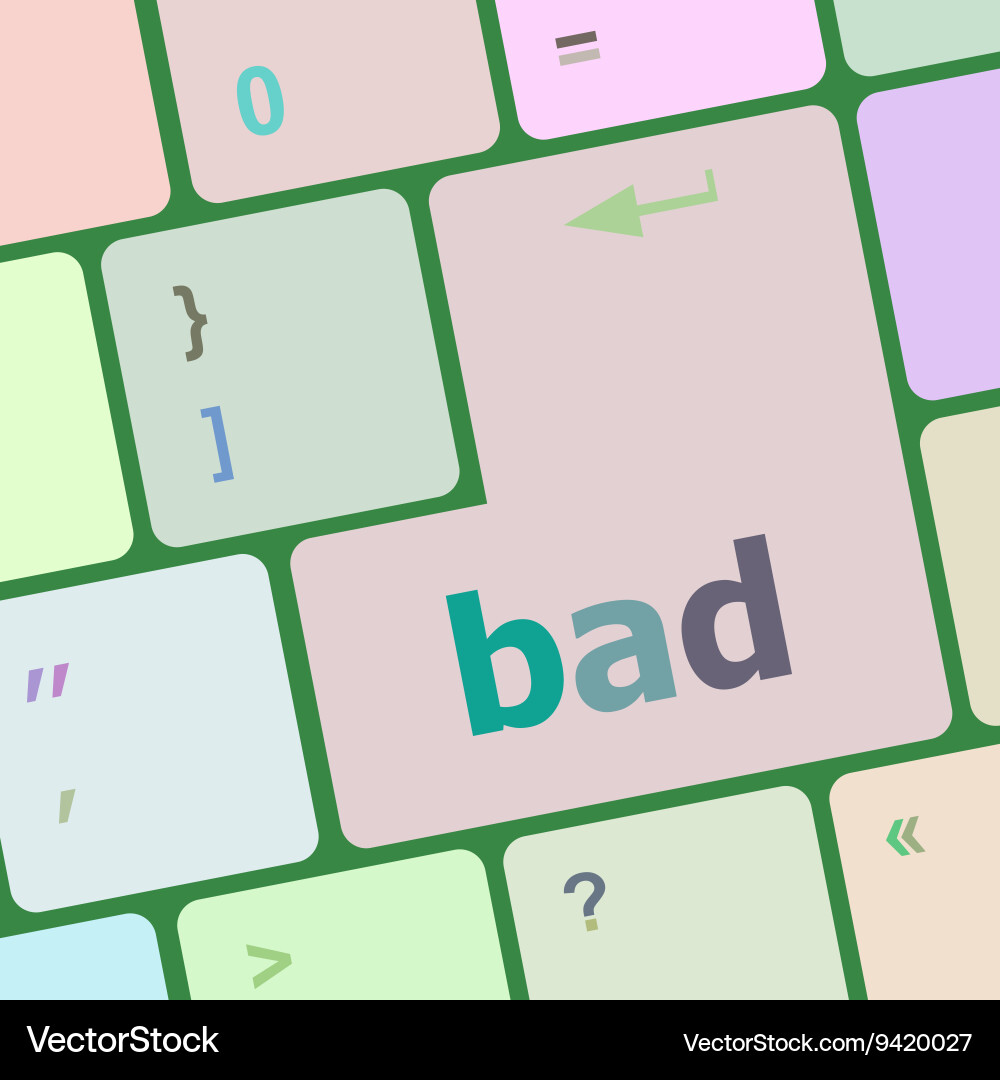 Bad word on white button keyboard vector image