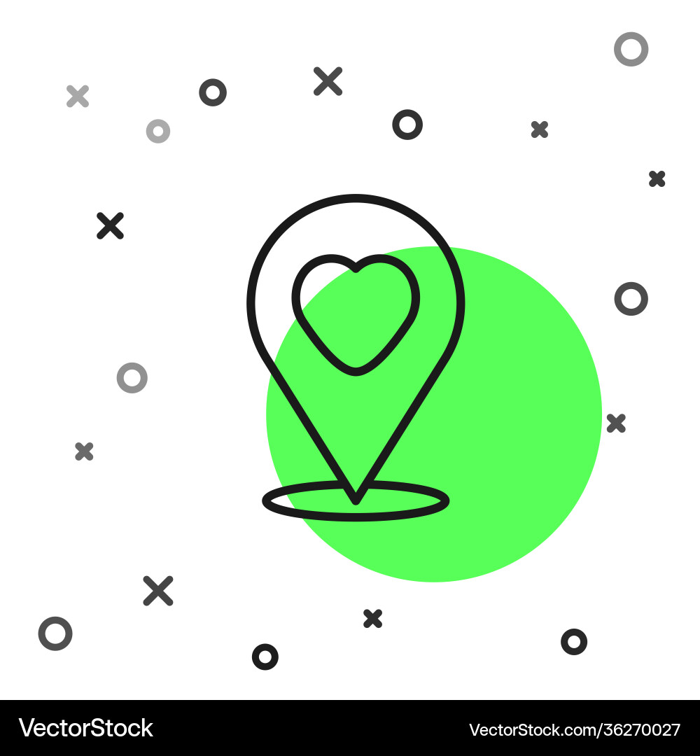 Black line map pointer with heart icon isolated Black line map pointer with heart icon isolated vector image