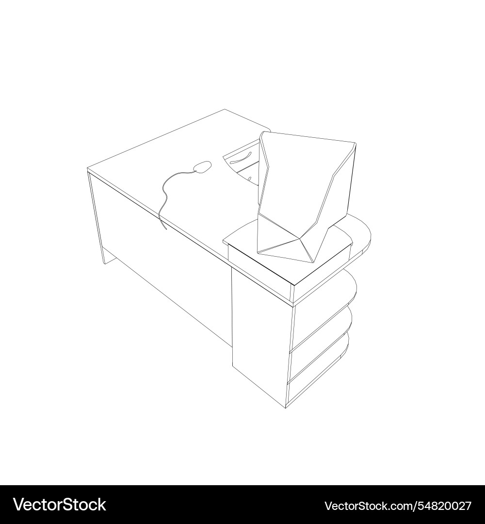 Computer-table-retro-3 Vector Image