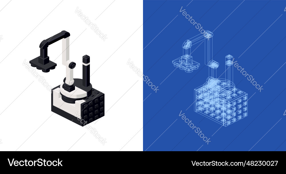 Concept with industrial robot loader in isometric Concept with industrial robot loader in isometric vector image