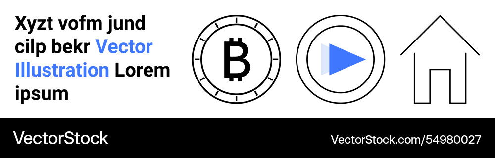 Cryptocurrency bitcoin icon with play button vector image
