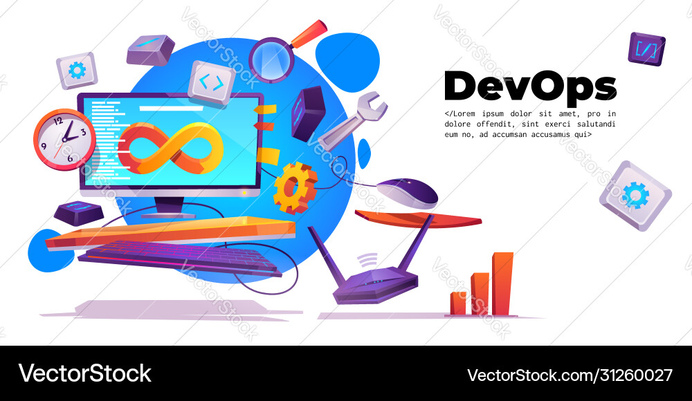 DevOps Banner - Collaboration & Automation Vector Image