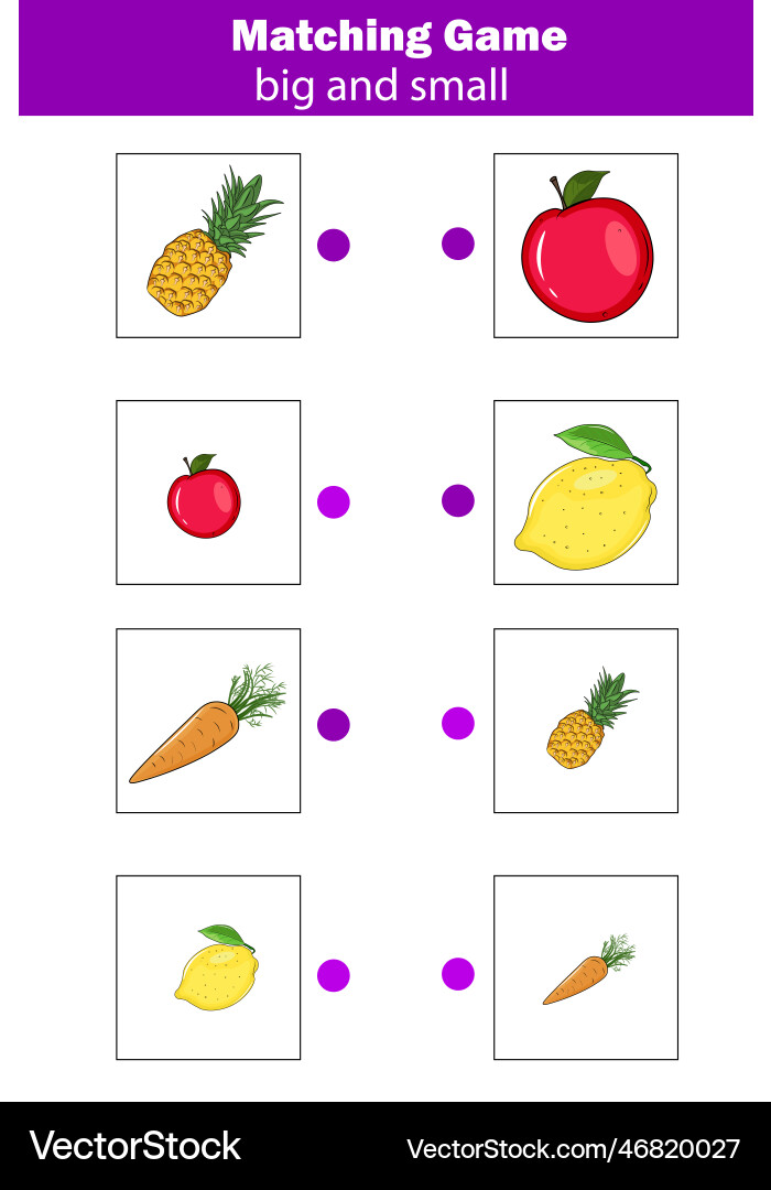 Educational children game matching worksheet Educational children game matching worksheet vector image
