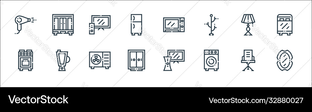 Inside home line icons linear set quality Inside home line icons linear set quality vector image