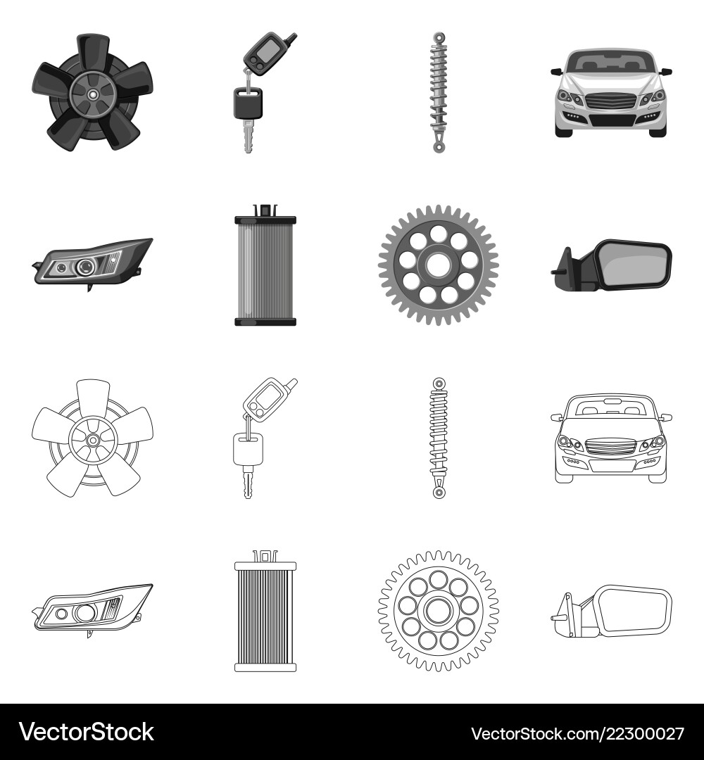 Isolated object of auto and part symbol Isolated object of auto and part symbol vector image