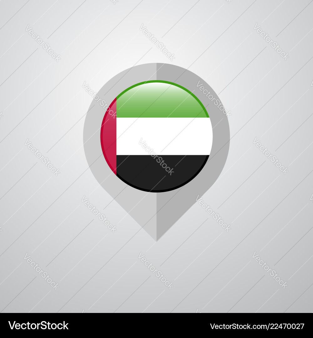 Karten-Navigationszeiger mit uae flag design Vektorbild