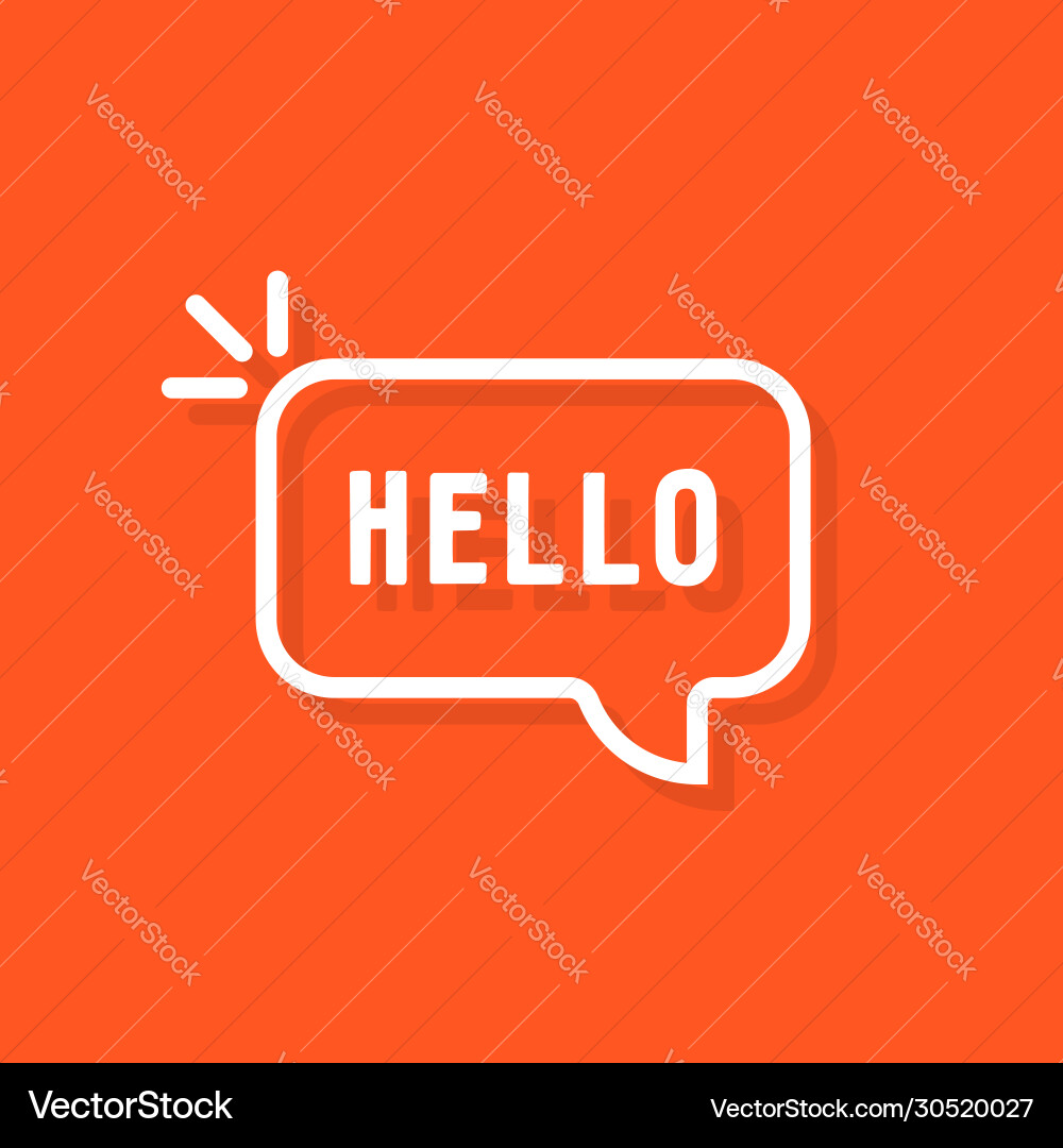 Linear hello word in speech bubble vector image