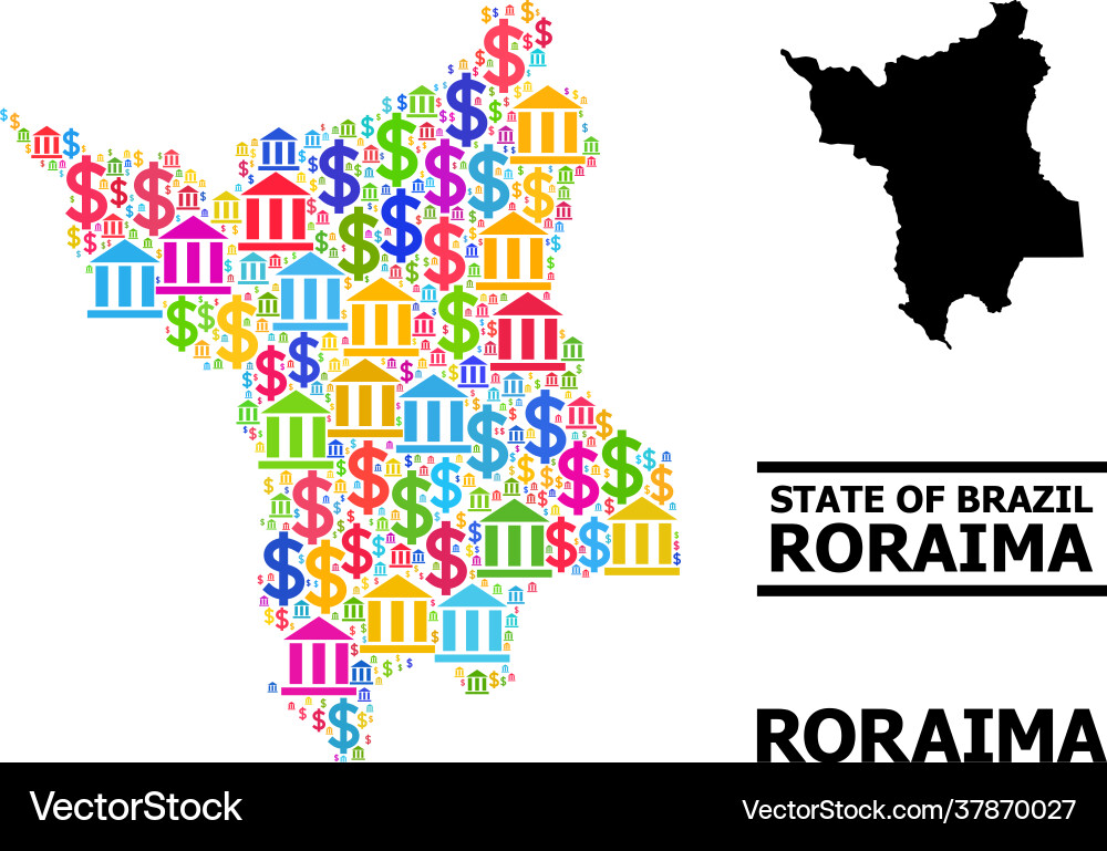 Mosaic map roraima state banking Mosaic map roraima state banking vector image