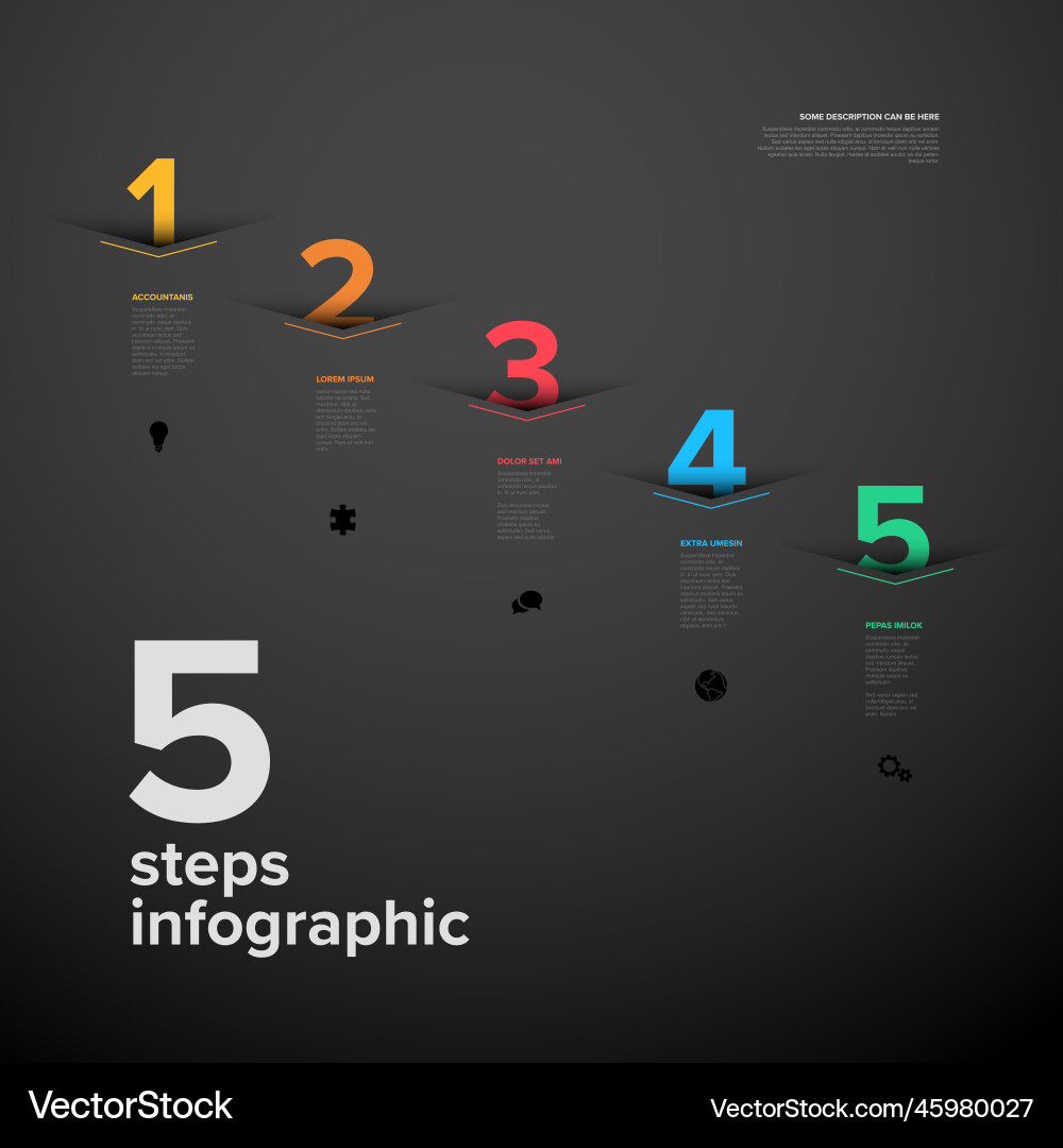 Progress five diagonal steps template vector image