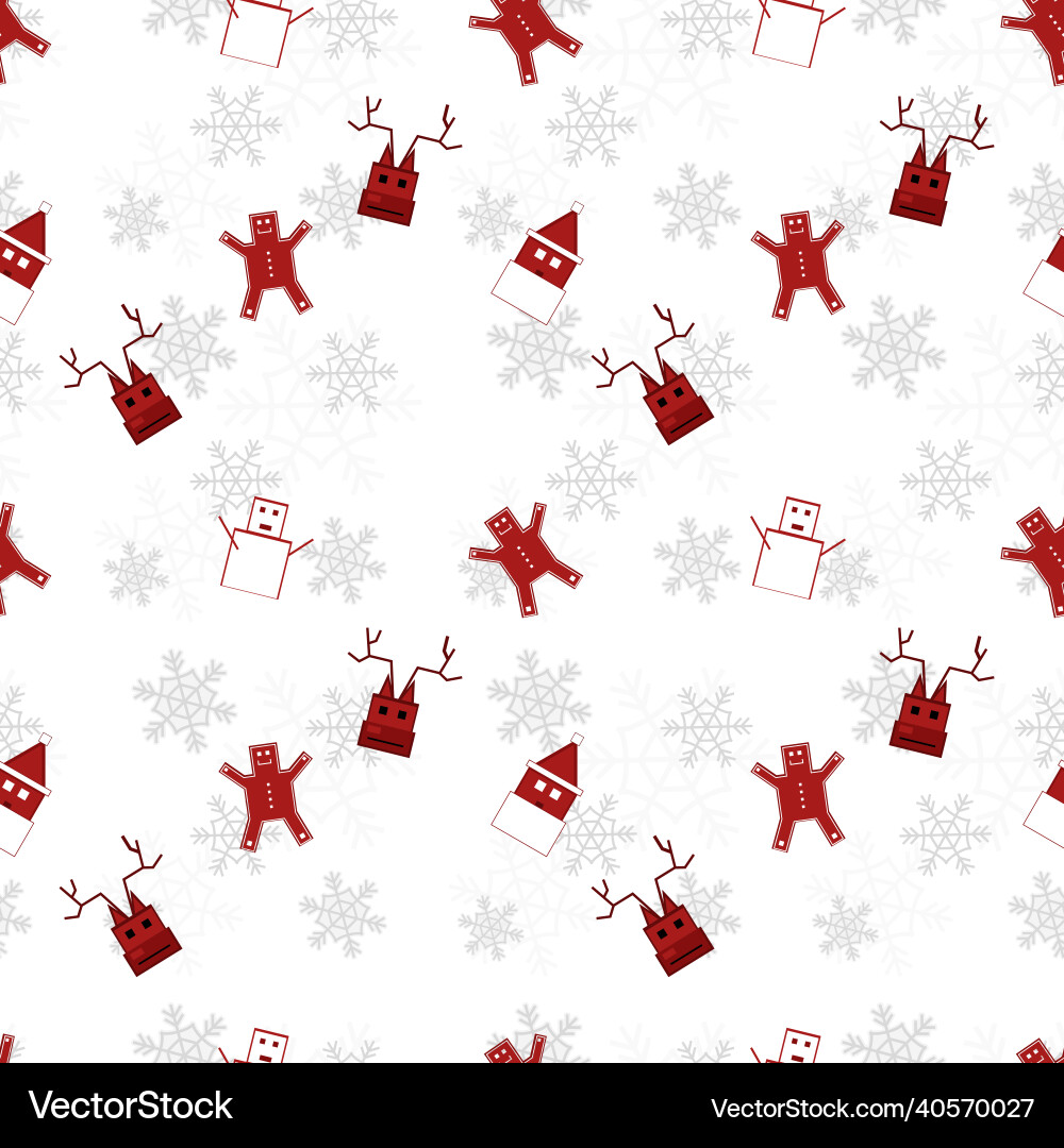 Red christmas object silhouette repeat pattern Red christmas object silhouette repeat pattern vector image