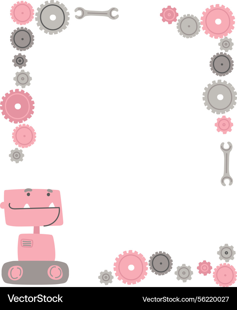 Robot and gears frame Robot and gears frame vector image