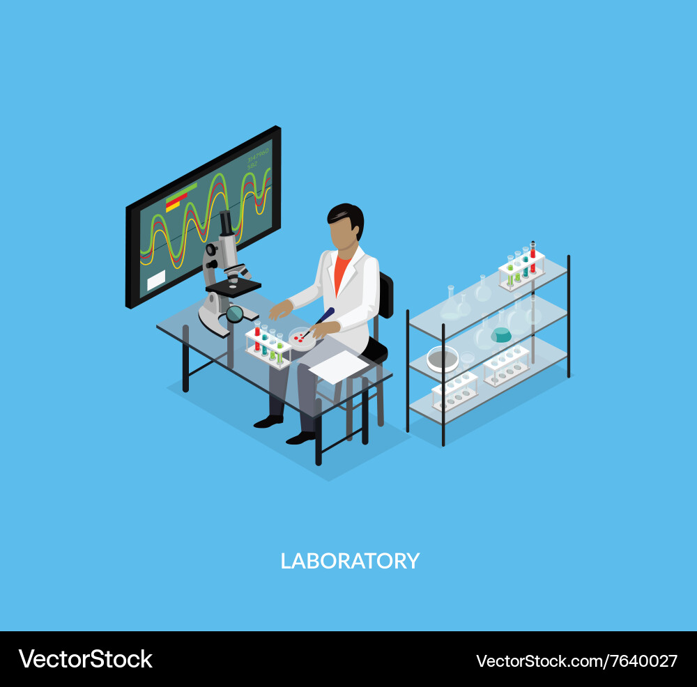 Science lab isometric design flat Royalty Free Vector Image