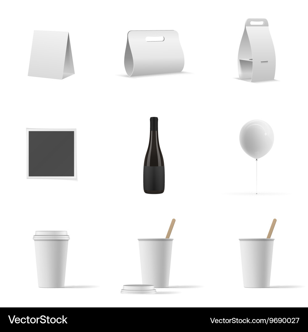 Set of empty mockup objects Vector Image