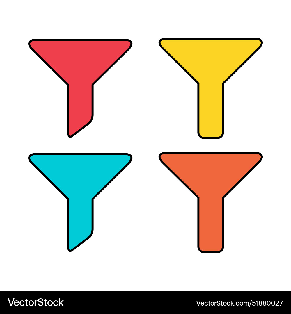 Set of filter button web shape icon filtering Set of filter button web shape icon filtering vector image
