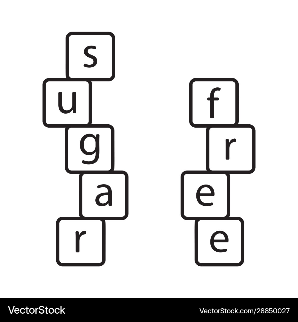 Two vertical stacks cubes with text sugar free Vector Image