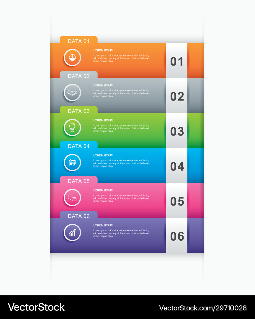 6 data infographics tab paper index template vector image