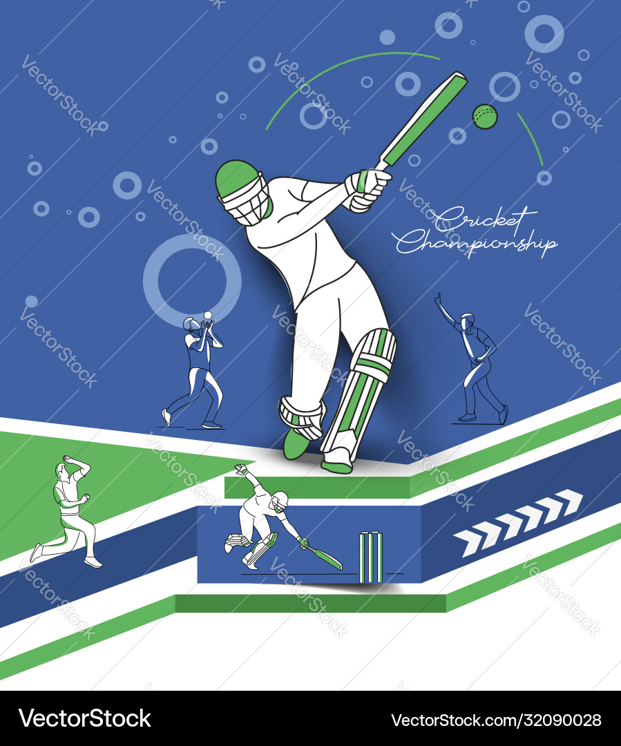 Abstract colorful pattern with batsman and bowler Abstract colorful pattern with batsman and bowler vector image
