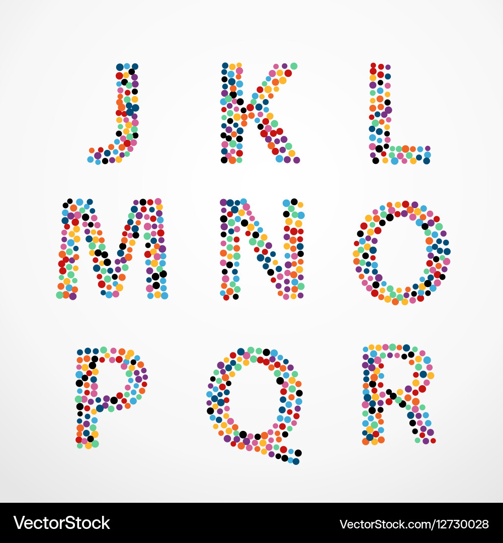 Alphabet circle color point style set vector image