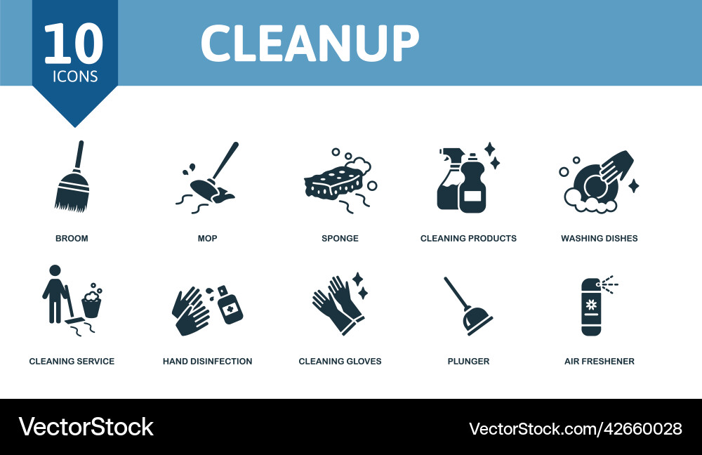 Cleanup set icon editable icons theme Cleanup set icon editable icons theme vector image