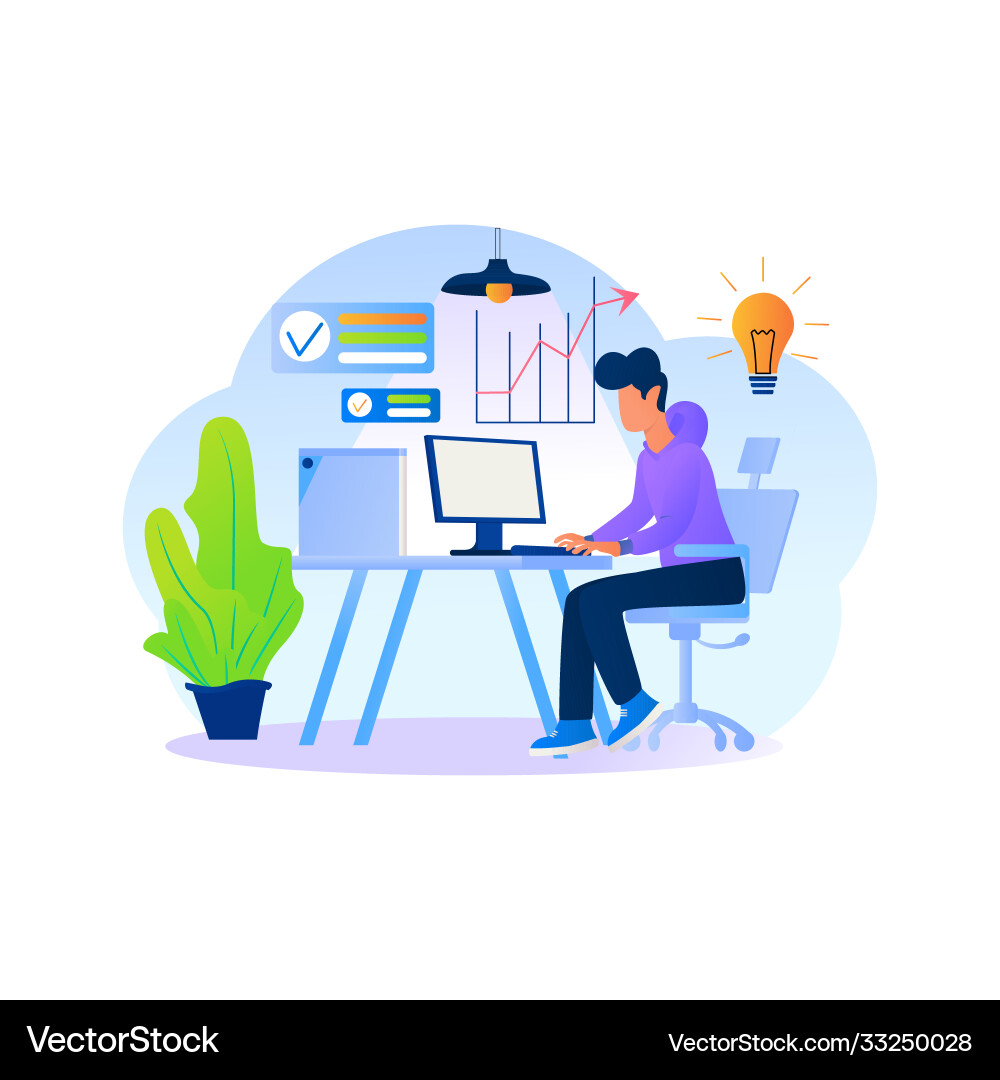 Designer working on web project work Designer working on web project work vector image