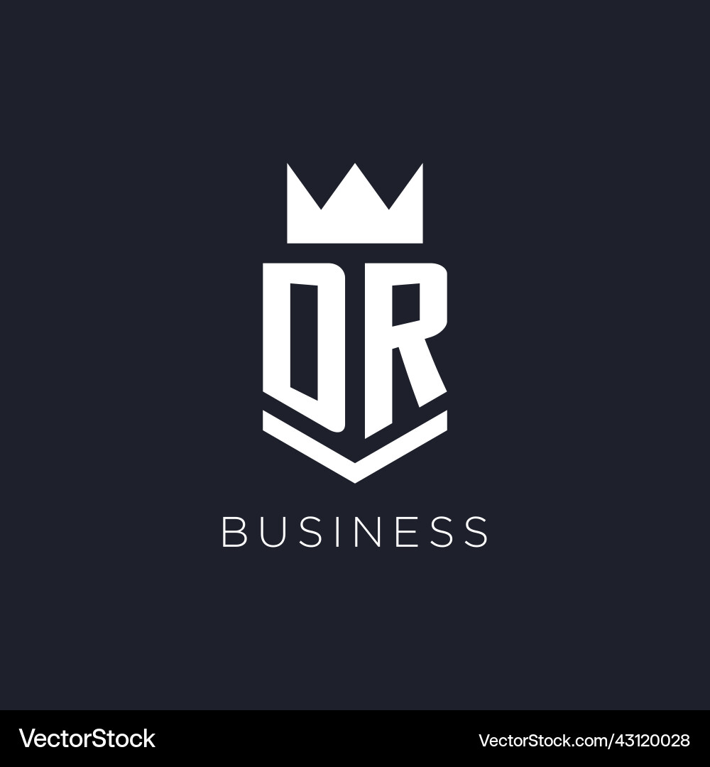 Dr logo with shield and crown initial monogram Vector Image