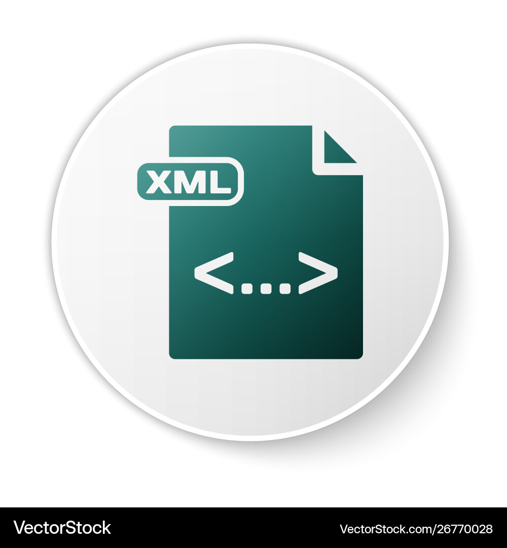 Green xml file document download button icon Vector Image