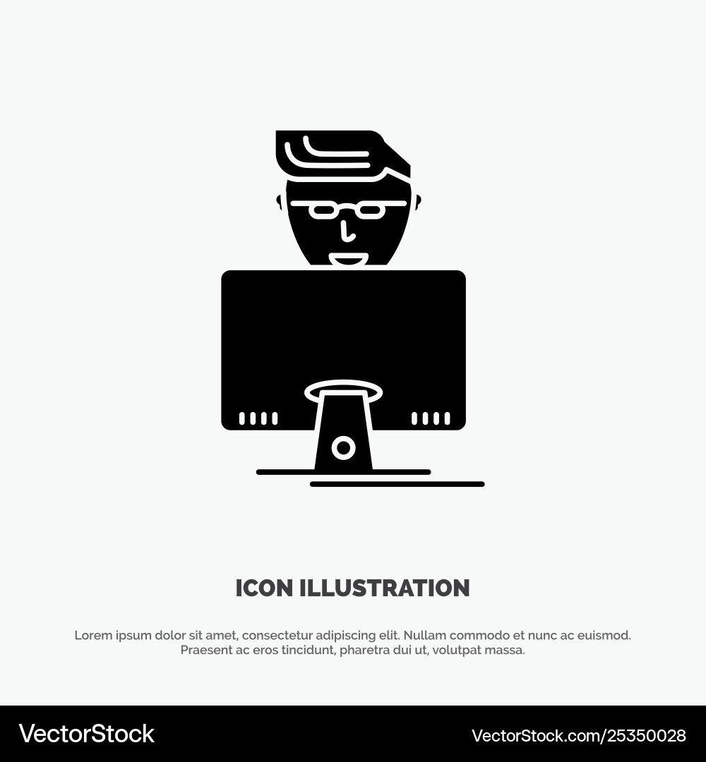 Hacker user gamer programmer solid glyph icon Hacker user gamer programmer solid glyph icon vector image