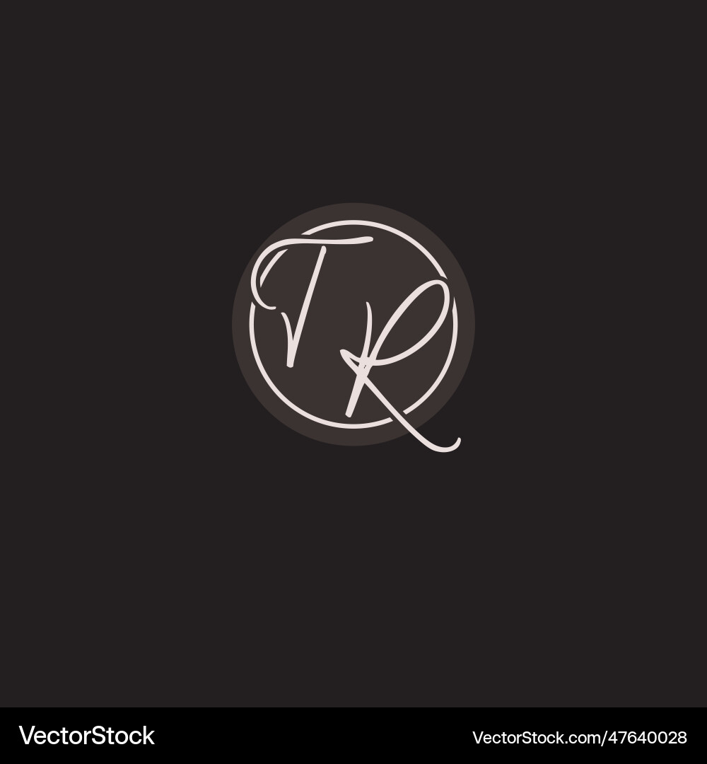 Initials tr logo monogram with simple circle line Vector Image
