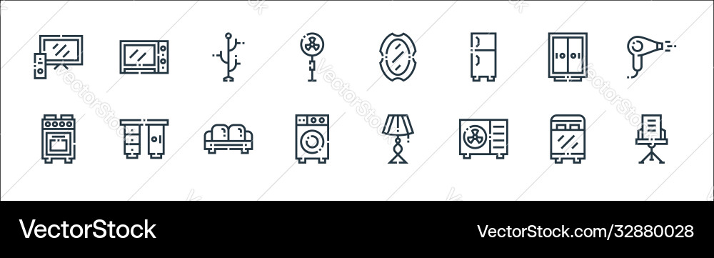 Inside home line icons linear set quality Inside home line icons linear set quality vector image