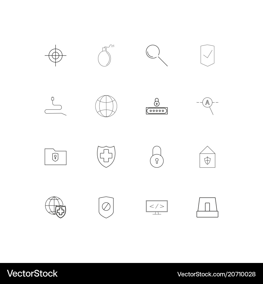 Internet security simple linear icons set vector image