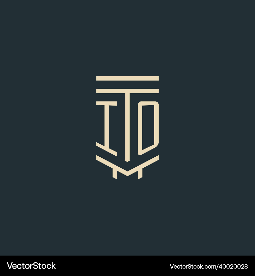 Io initial monogram with simple line art pillar Vector Image