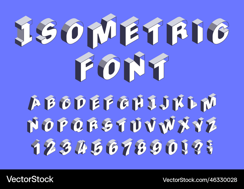 Isometric 3d font simple alphabet with letters Isometric 3d font simple alphabet with letters Vector Image