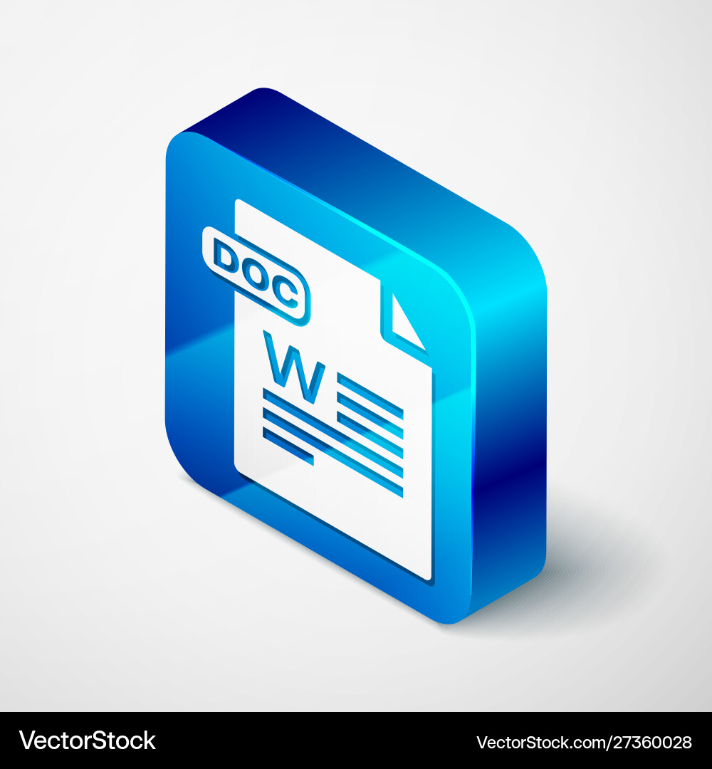 Isometric doc file document download button Isometric doc file document download button Vector Image