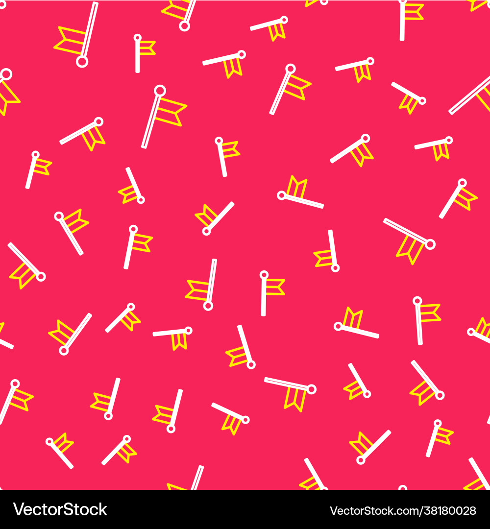 Line flag icon isolated seamless pattern on red Vector Image