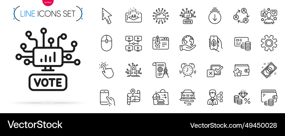 Pack of puzzle options route and scroll down line Pack of puzzle options route and scroll down line Vector Image