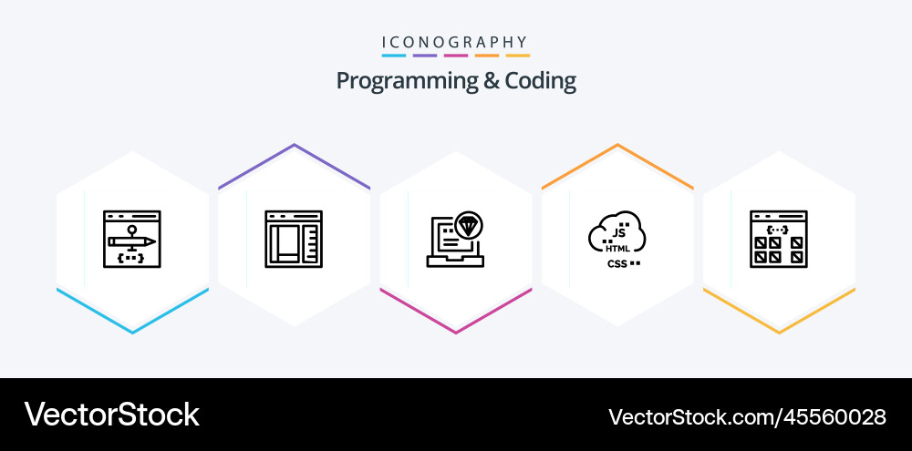 Programming and coding 25 line icon pack vector image