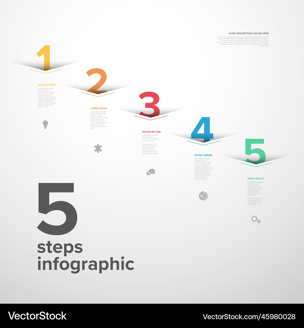 Progress five diagonal steps template Progress five diagonal steps template vector image