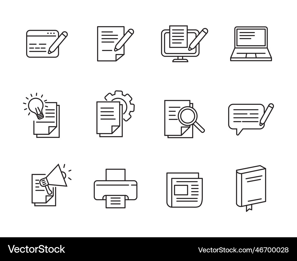 Set of copywriting icons in linear style isolated Set of copywriting icons in linear style isolated vector image