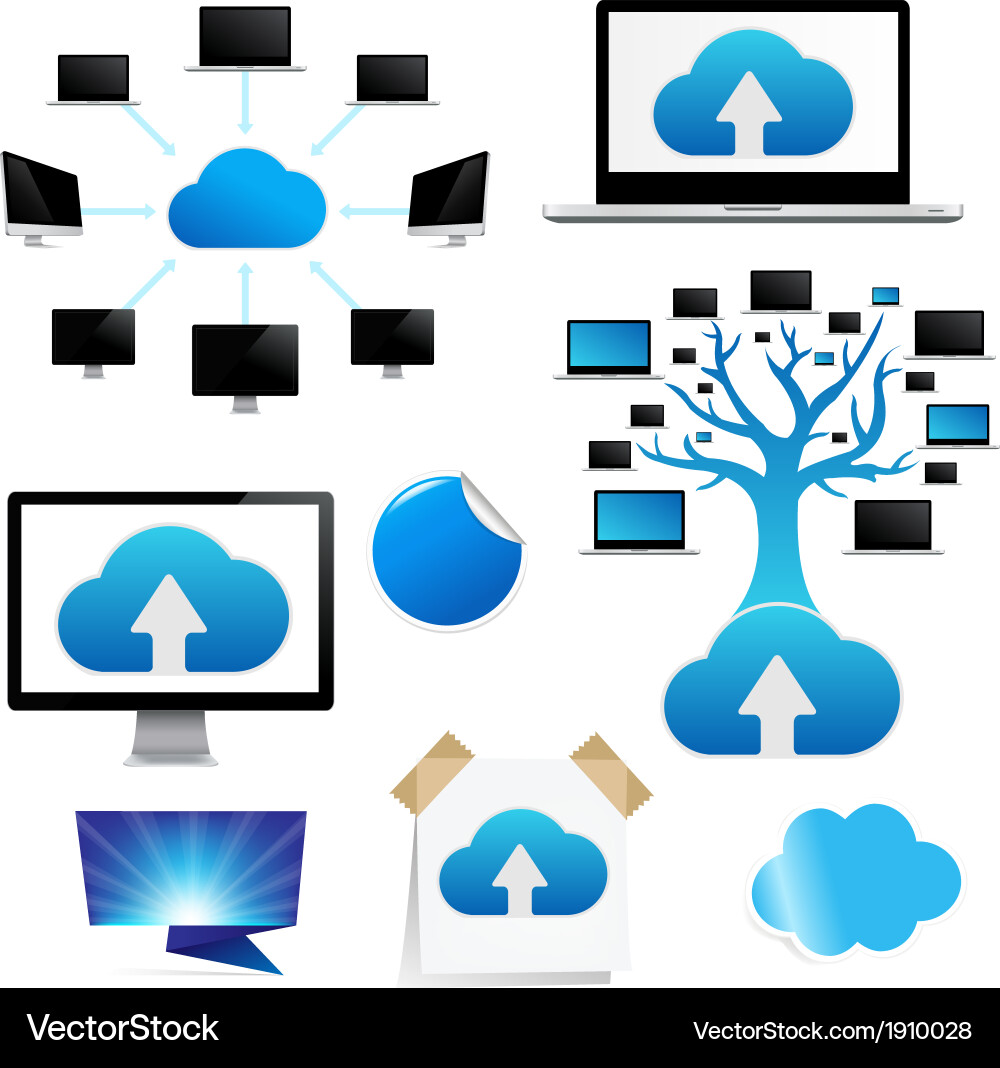 Set reminder with cloud computing icon vector image