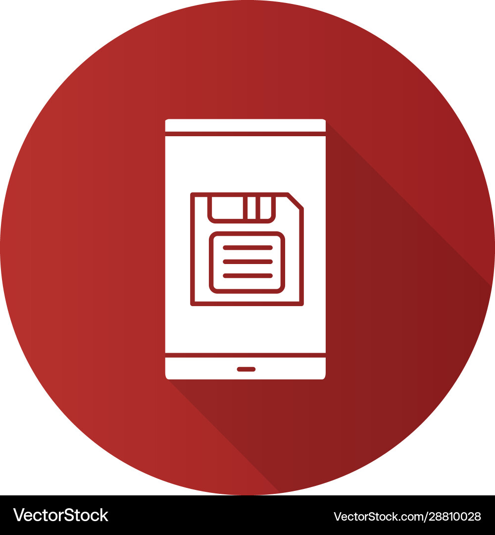 Smartphone screen with save button flat design Vector Image