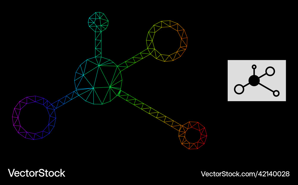 Spectral gradient polygonal net masternode icon vector image