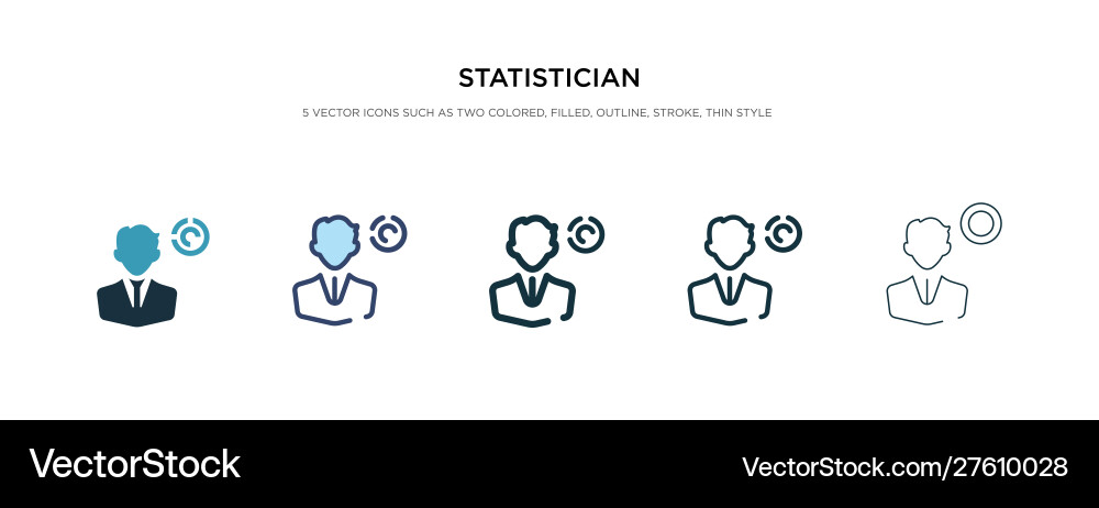 Statistician icon in different style two colored Vector Image