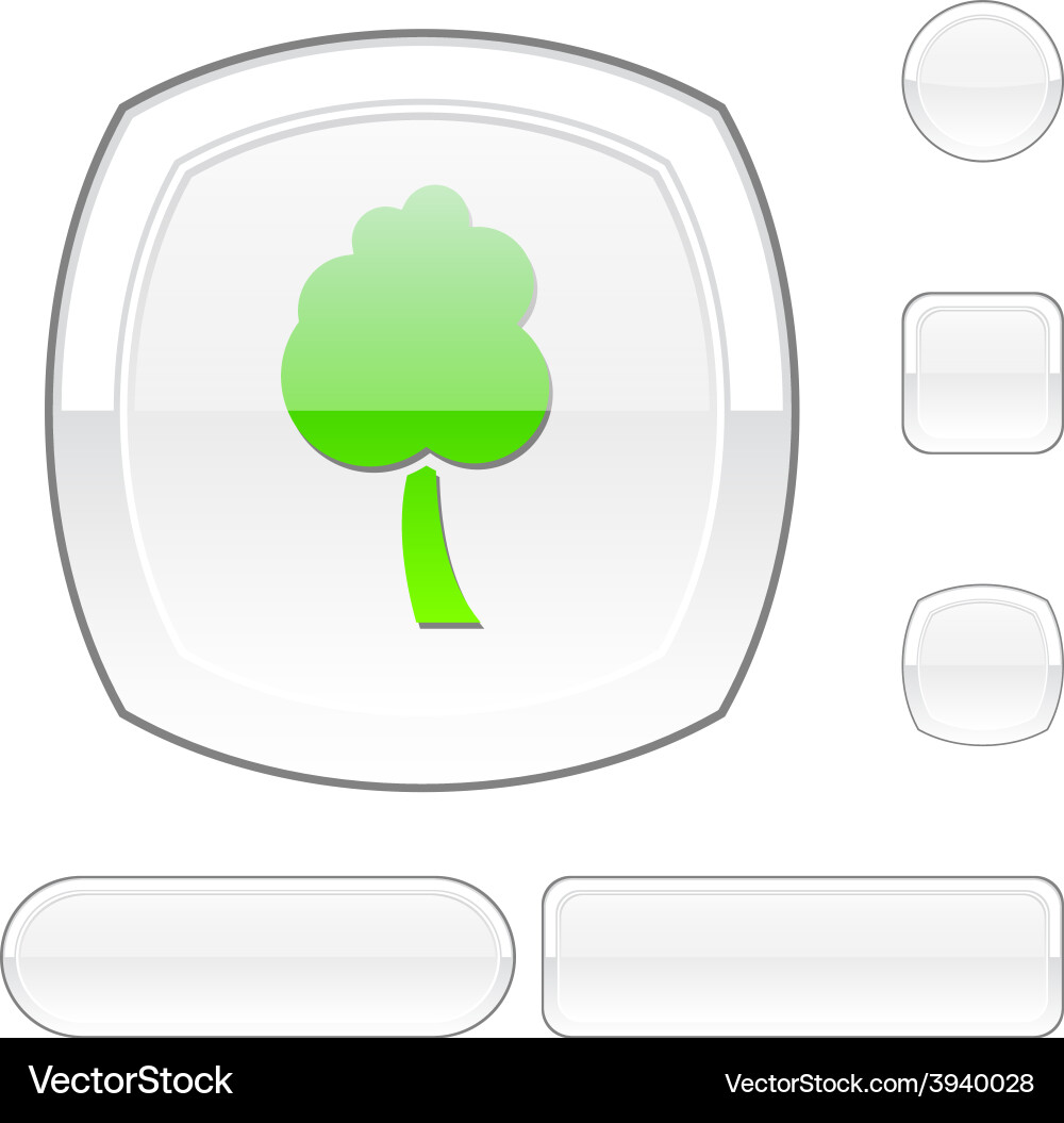 Tree white button Vector Image
