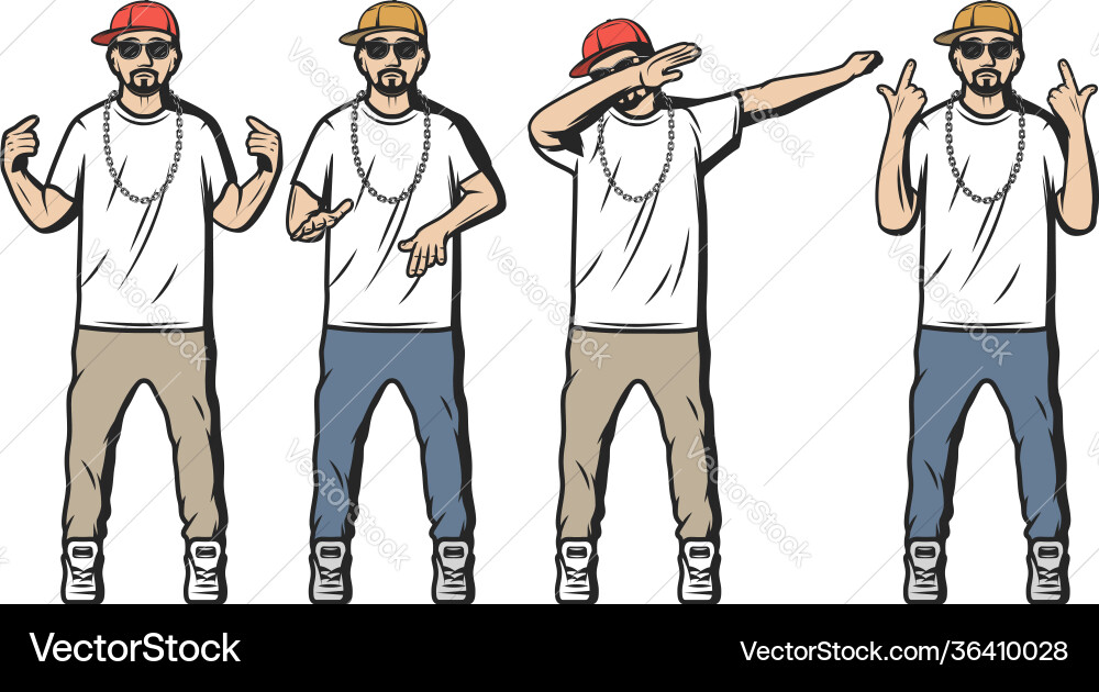 Vintage farbige Rapper Set Lizenzfreies Vektorbild